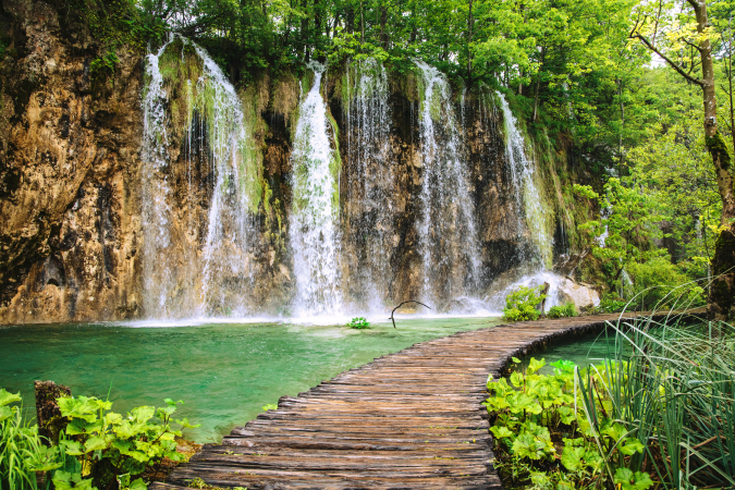 resized 21.5 MB --Boardwalk & waterfall in tropical water